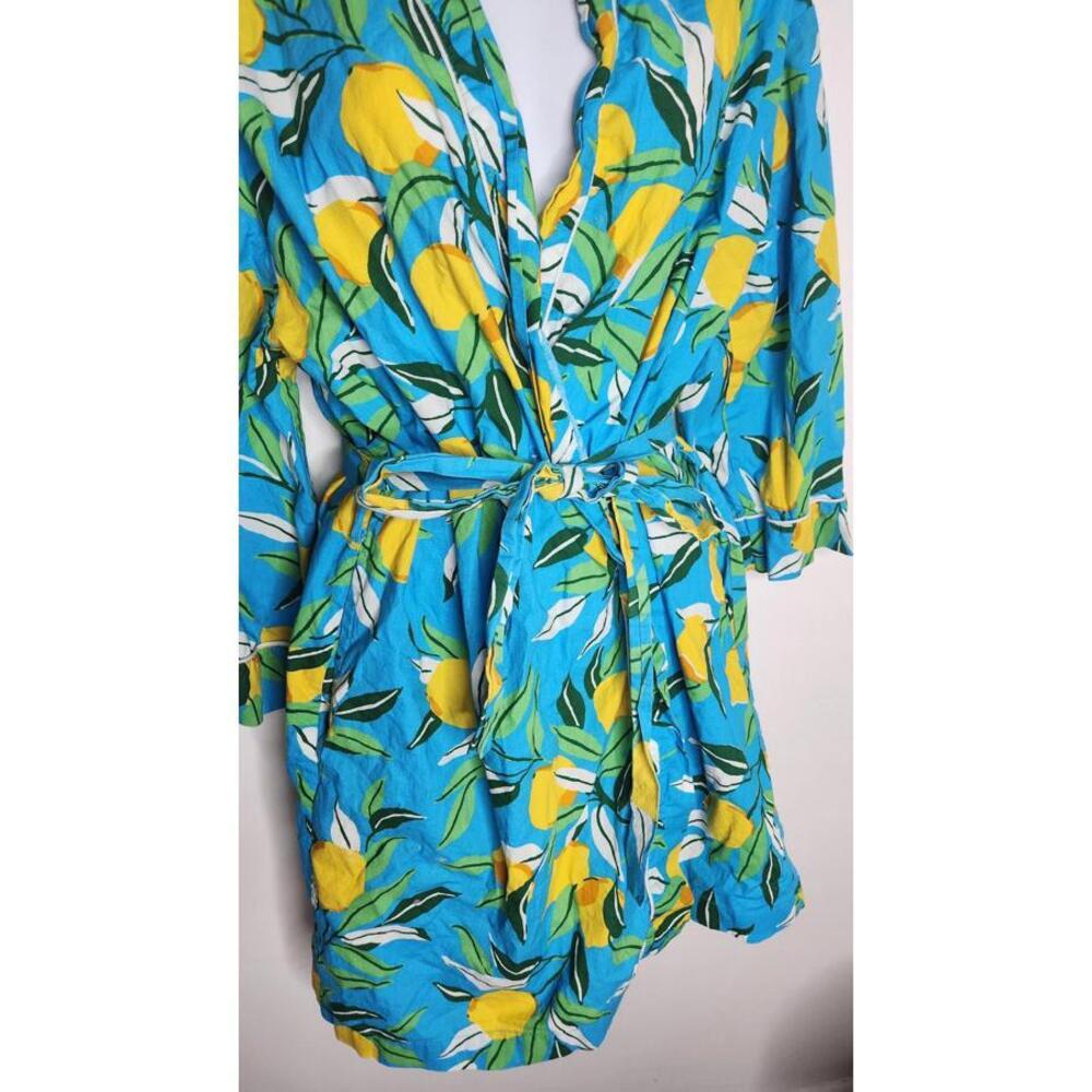Printfresh Robe Small Medium Blue Lemon Print Bel… - image 3